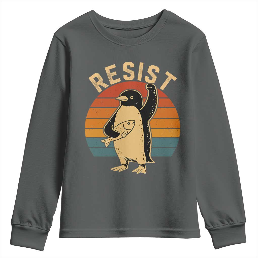 Funny Penguin Resist Youth Sweatshirt Against Tariffs Retro Vintage
