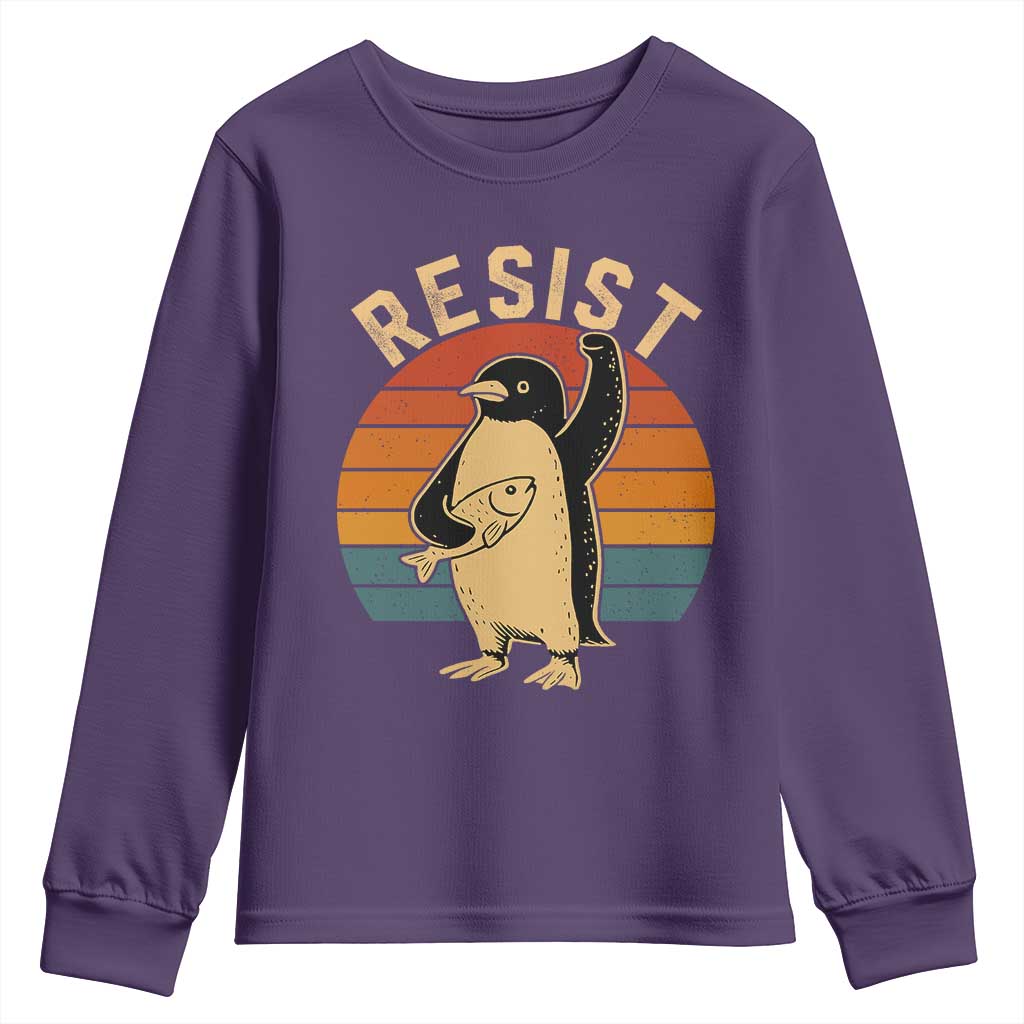 Funny Penguin Resist Youth Sweatshirt Against Tariffs Retro Vintage