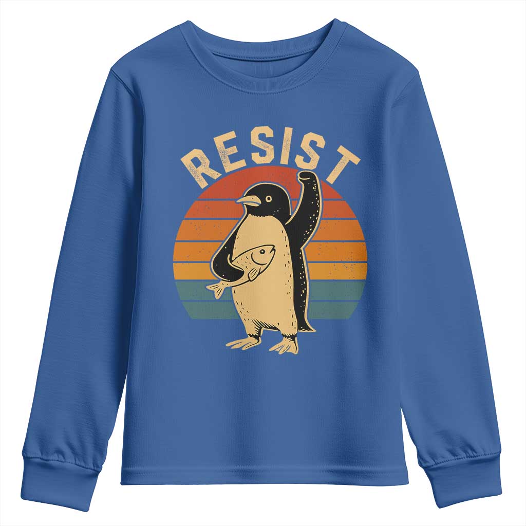 Funny Penguin Resist Youth Sweatshirt Against Tariffs Retro Vintage