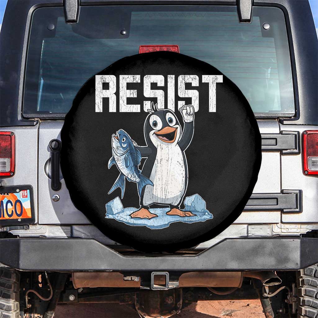 Funny Penguin Resist Spare Tire Cover Against Tariffs Protest