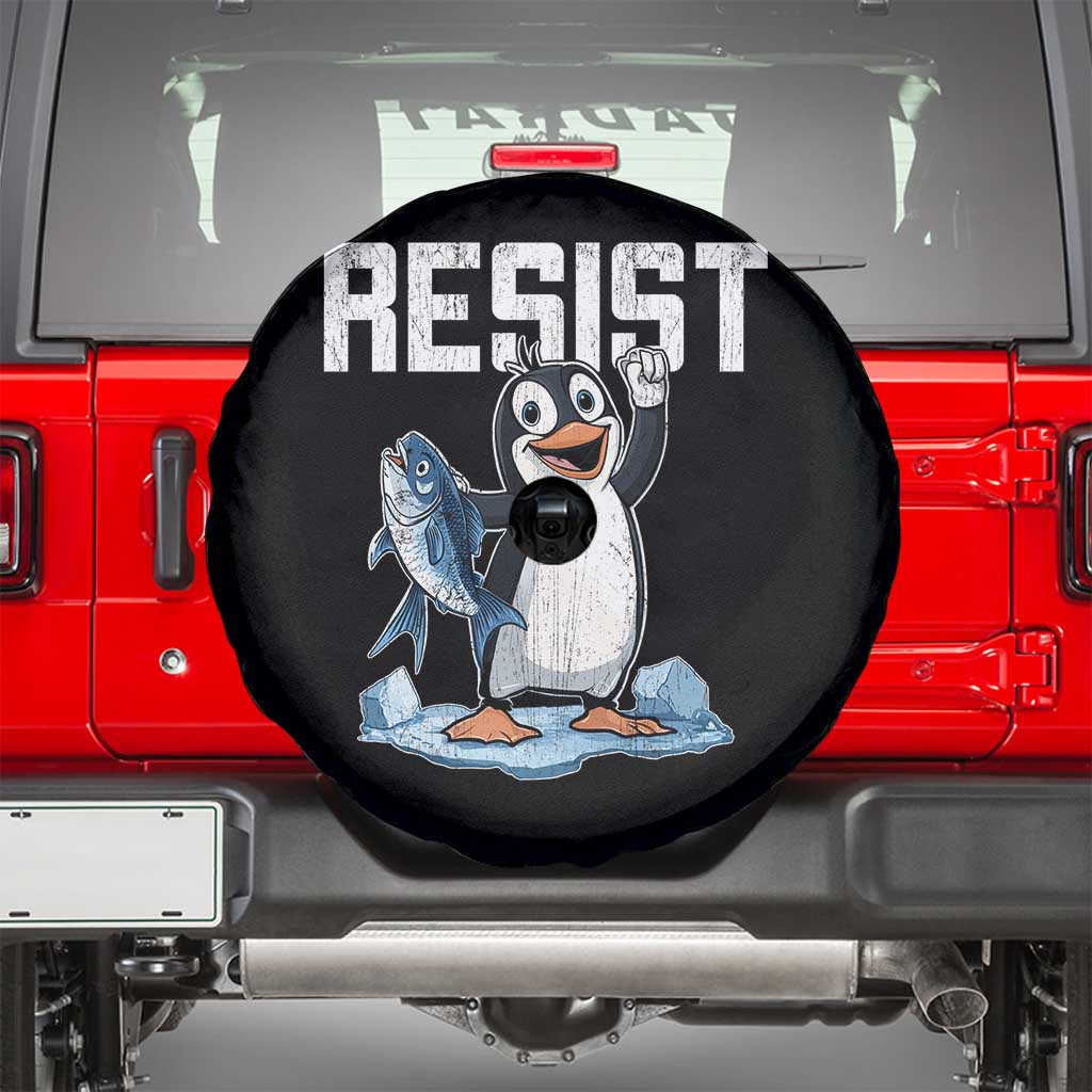 Funny Penguin Resist Spare Tire Cover Against Tariffs Protest