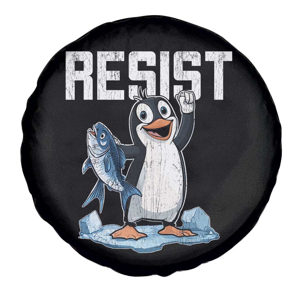 Funny Penguin Resist Spare Tire Cover Against Tariffs Protest