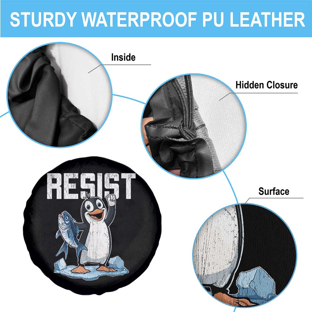 Funny Penguin Resist Spare Tire Cover Against Tariffs Protest