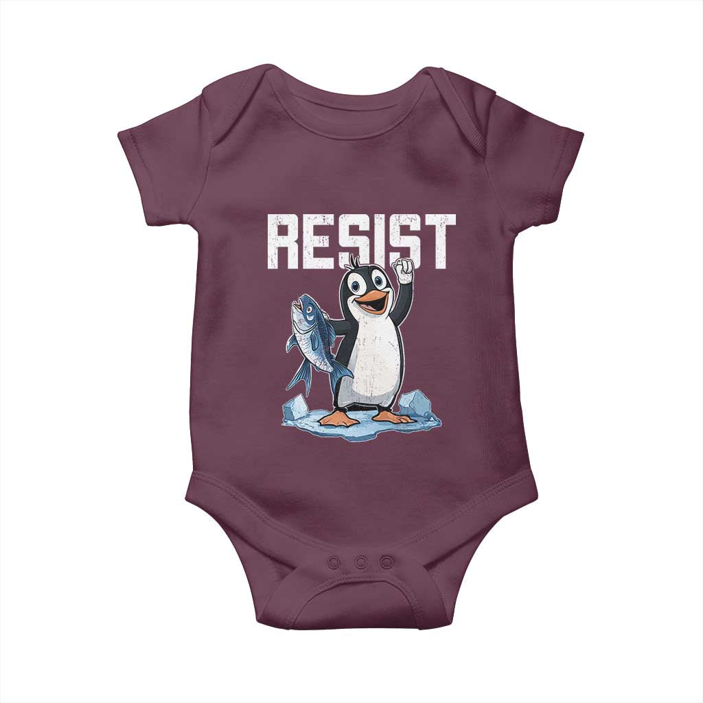 Funny Penguin Resist Baby Onesie Against Tariffs Protest
