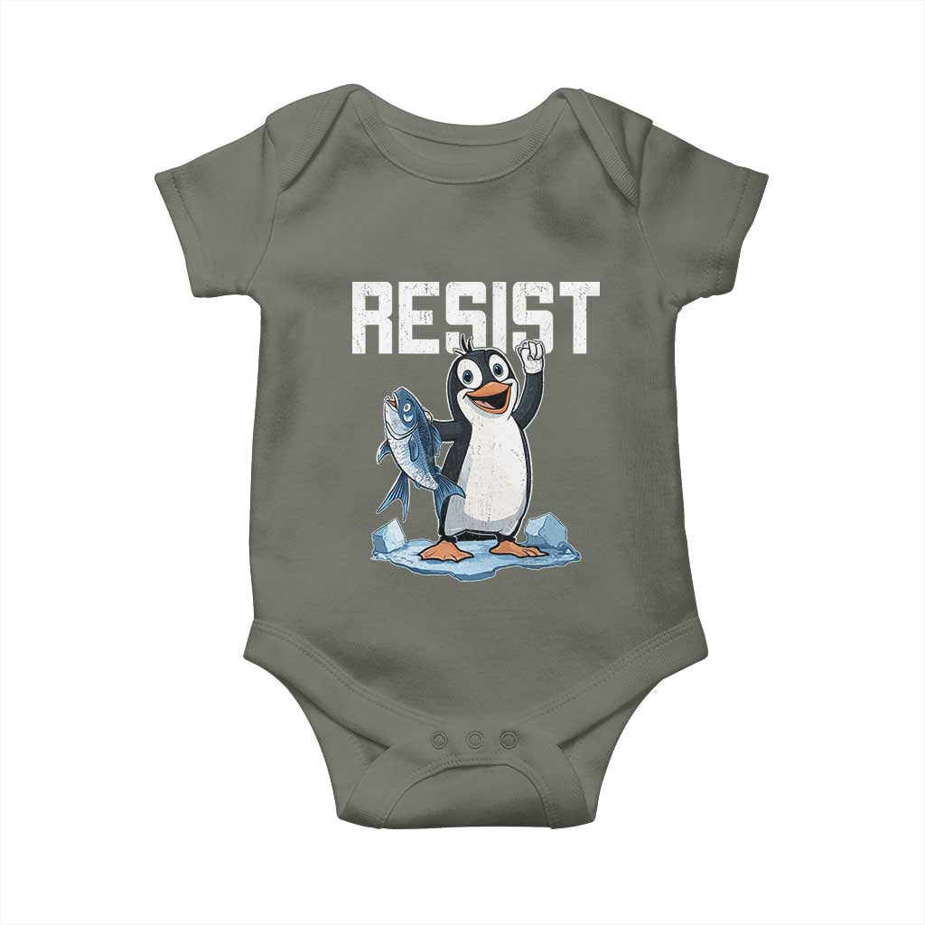 Funny Penguin Resist Baby Onesie Against Tariffs Protest