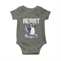 Funny Penguin Resist Baby Onesie Against Tariffs Protest