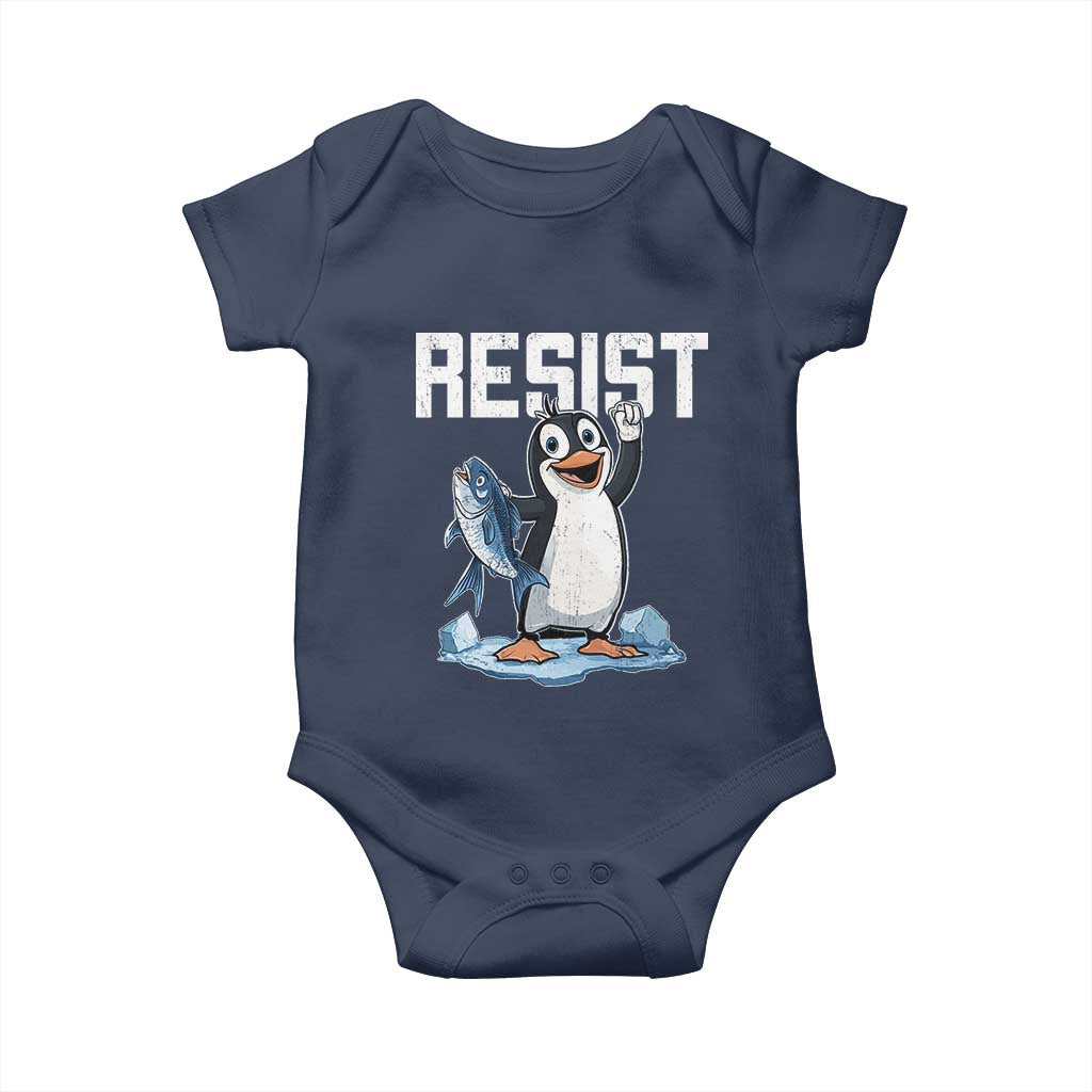 Funny Penguin Resist Baby Onesie Against Tariffs Protest
