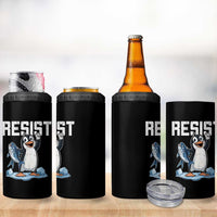 Funny Penguin Resist 4 in 1 Can Cooler Tumbler Against Tariffs Protest