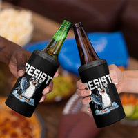Funny Penguin Resist 4 in 1 Can Cooler Tumbler Against Tariffs Protest