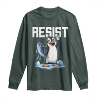 Funny Penguin Resist Long Sleeve Shirt Against Tariffs Protest