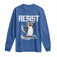 Funny Penguin Resist Long Sleeve Shirt Against Tariffs Protest
