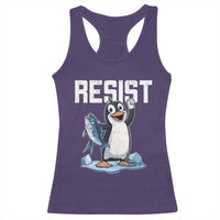 Funny Penguin Resist Racerback Tank Top Against Tariffs Protest