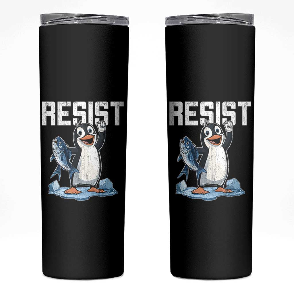 Funny Penguin Resist Skinny Tumbler Against Tariffs Protest