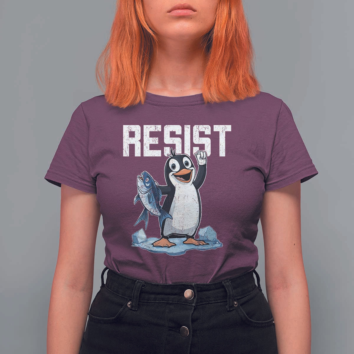 Funny Penguin Resist T Shirt For Women Resist Penguin Activism