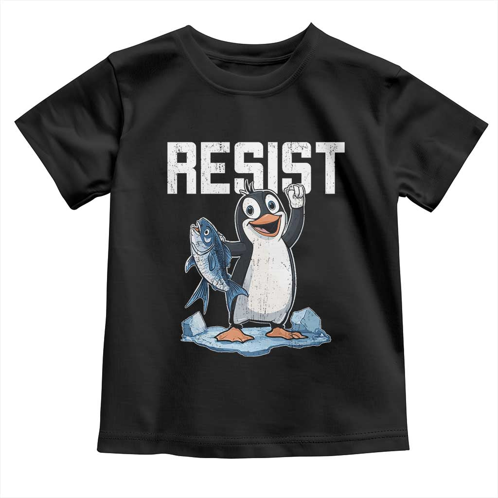 Funny Penguin Resist Toddler T Shirt Against Tariffs Protest