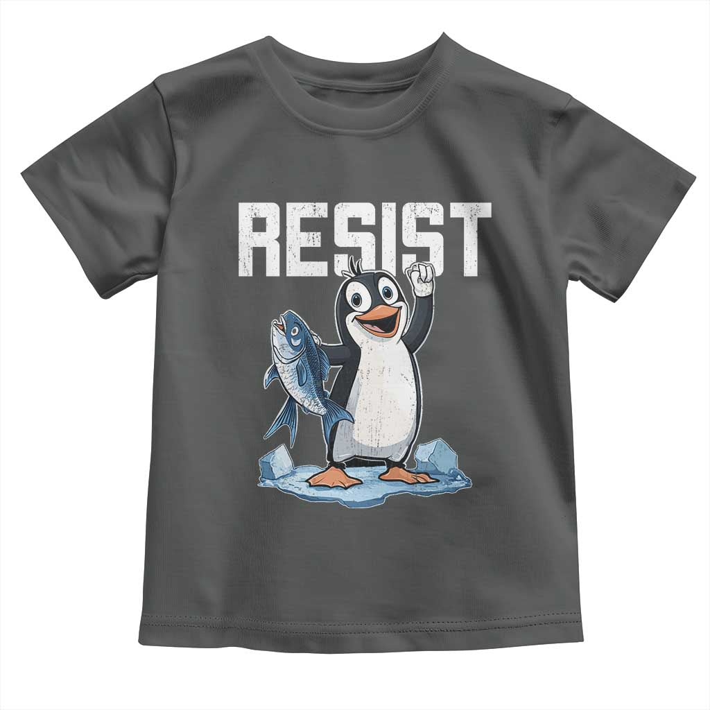 Funny Penguin Resist Toddler T Shirt Against Tariffs Protest