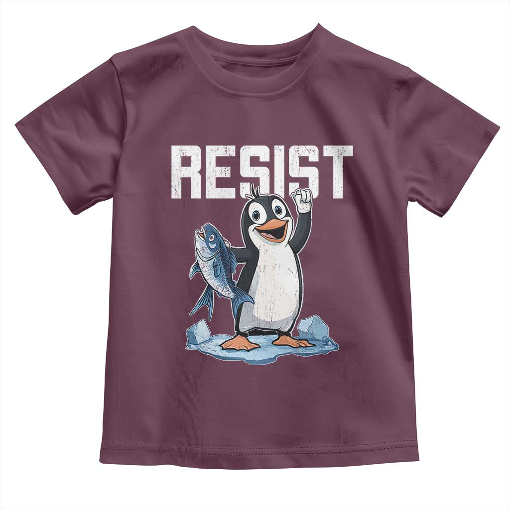 Funny Penguin Resist Toddler T Shirt Against Tariffs Protest
