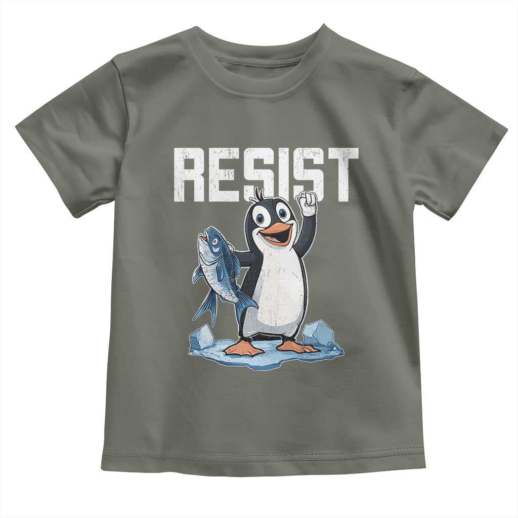 Funny Penguin Resist Toddler T Shirt Against Tariffs Protest