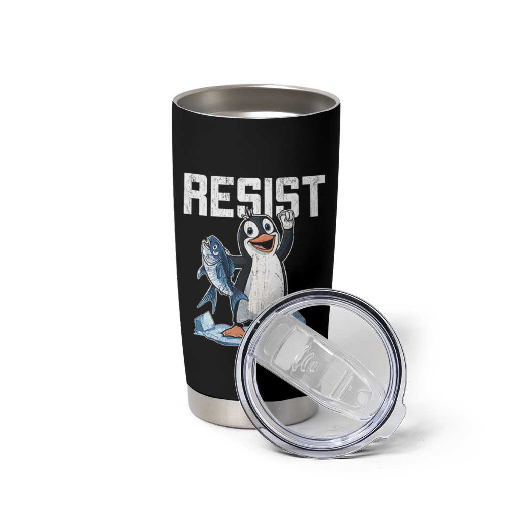 Funny Penguin Resist Tumbler Cup Against Tariffs Protest