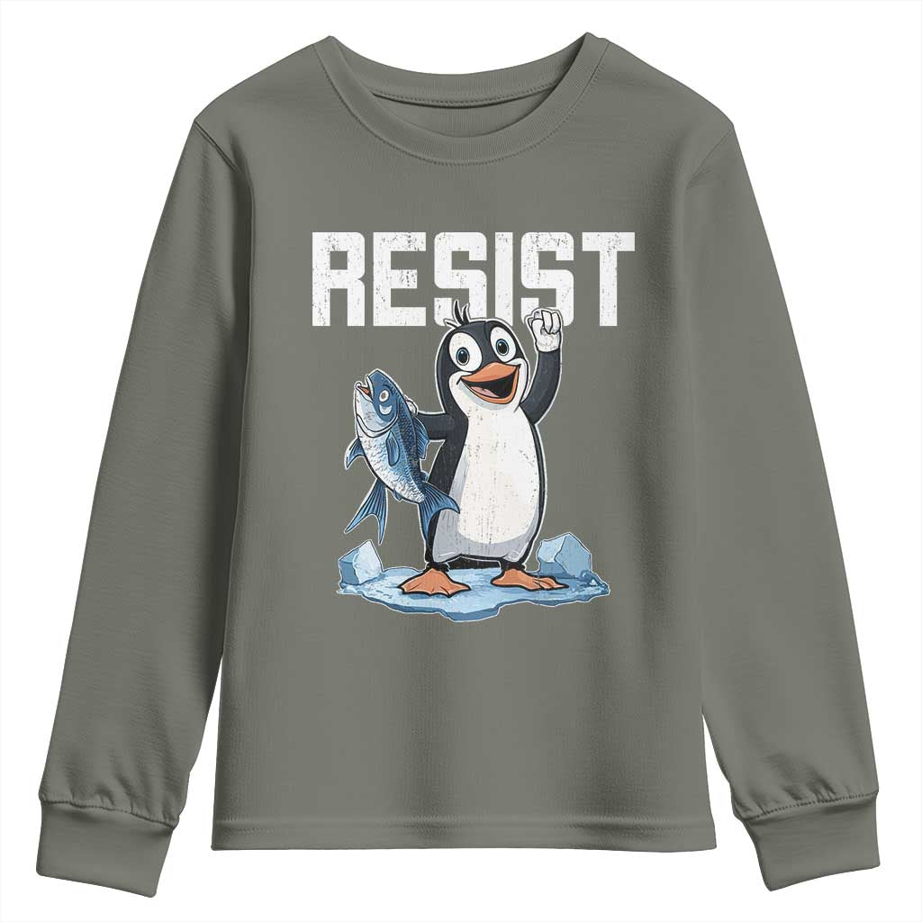 Funny Penguin Resist Youth Sweatshirt Against Tariffs Protest