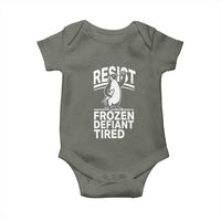 Funny Penguin Resist Baby Onesie Frozen Defiant Tired FDT Activism