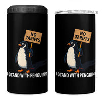 Funny Penguin Resist 4 in 1 Can Cooler Tumbler No Tariffs I Stand With Penguins