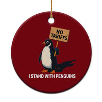 Funny Penguin Resist Ceramic Ornament No Tariffs I Stand With Penguins - Wonder Print Shop