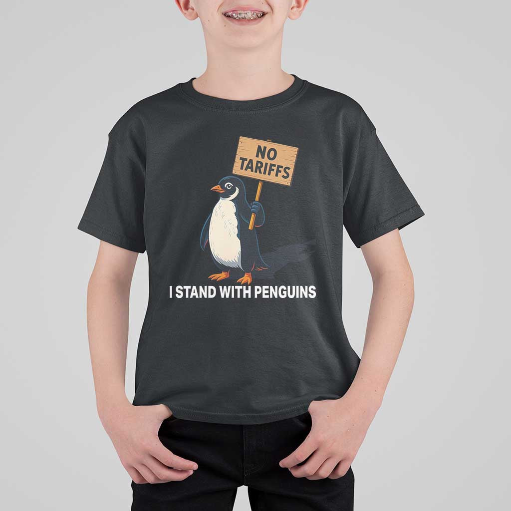 Funny Penguin Resist T Shirt For Kid No Tariffs I Stand With Penguins