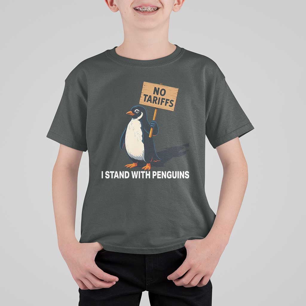 Funny Penguin Resist T Shirt For Kid No Tariffs I Stand With Penguins