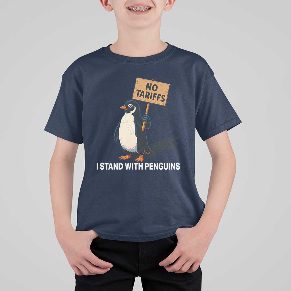 Funny Penguin Resist T Shirt For Kid No Tariffs I Stand With Penguins