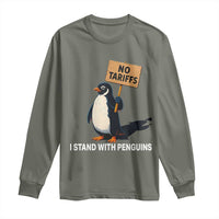 Funny Penguin Resist Long Sleeve Shirt No Tariffs I Stand With Penguins