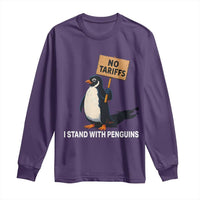 Funny Penguin Resist Long Sleeve Shirt No Tariffs I Stand With Penguins