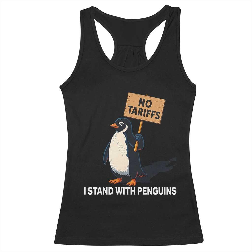 Funny Penguin Resist Racerback Tank Top No Tariffs I Stand With Penguins