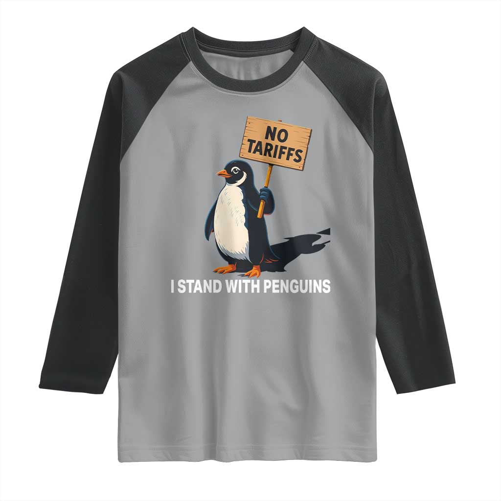 Funny Penguin Resist Raglan Shirt No Tariffs I Stand With Penguins