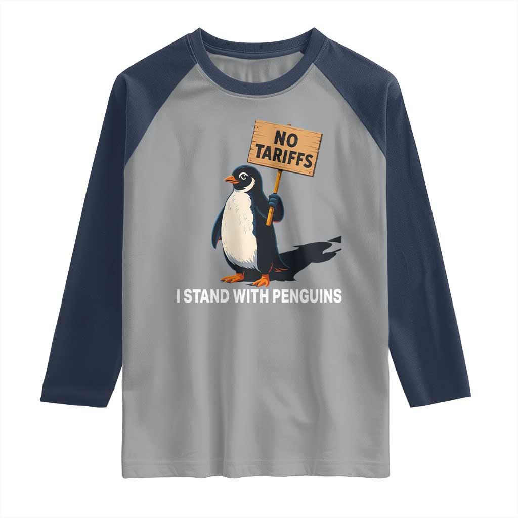Funny Penguin Resist Raglan Shirt No Tariffs I Stand With Penguins