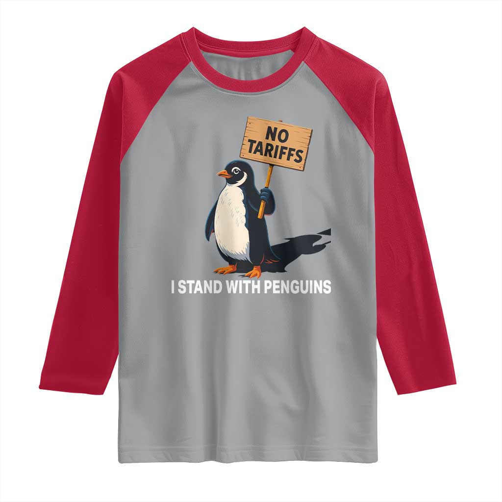 Funny Penguin Resist Raglan Shirt No Tariffs I Stand With Penguins
