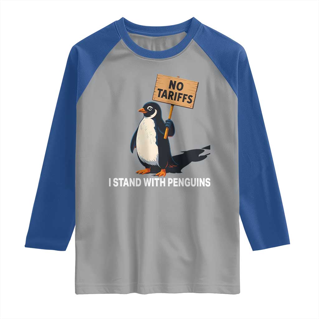 Funny Penguin Resist Raglan Shirt No Tariffs I Stand With Penguins