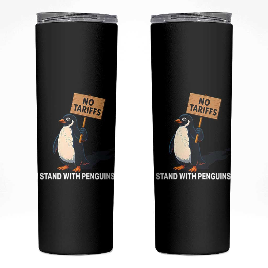 Funny Penguin Resist Skinny Tumbler No Tariffs I Stand With Penguins