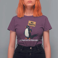 Funny Penguin Resist T Shirt For Women No Tariffs I Stand With Penguins