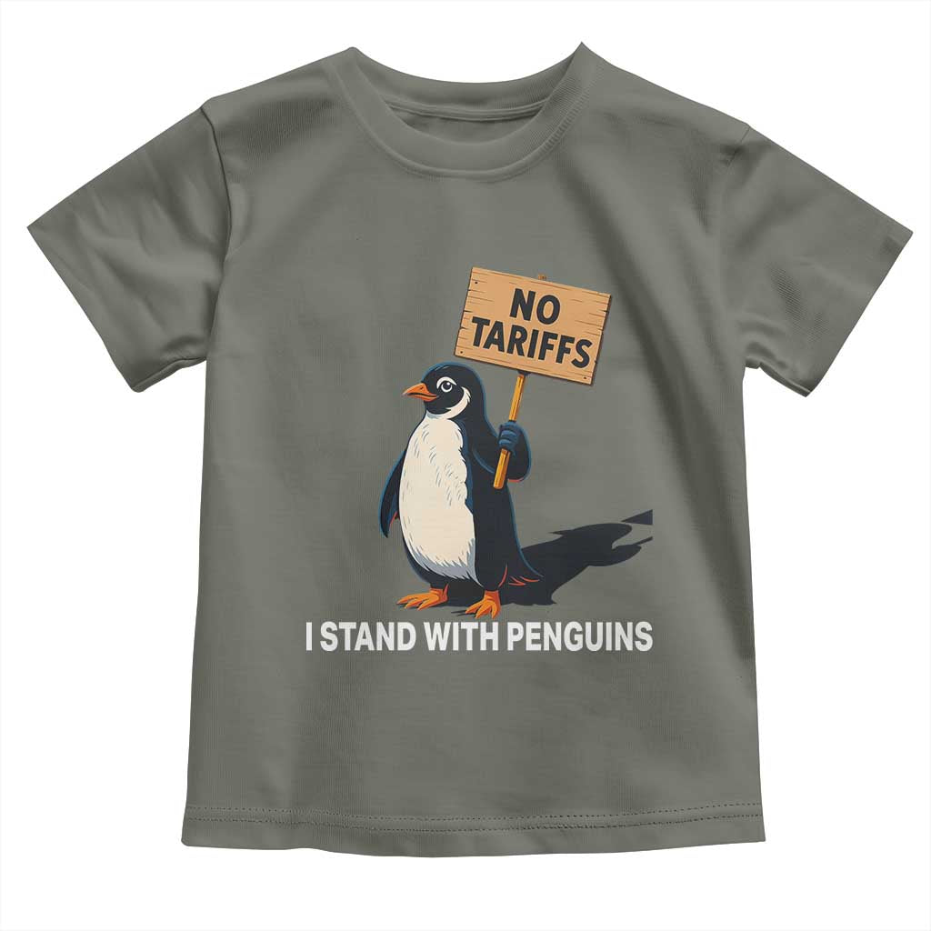 Funny Penguin Resist Toddler T Shirt No Tariffs I Stand With Penguins