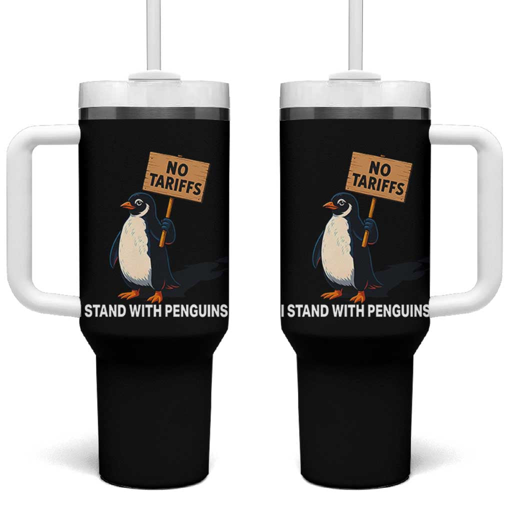Funny Penguin Resist Tumbler With Handle No Tariffs I Stand With Penguins