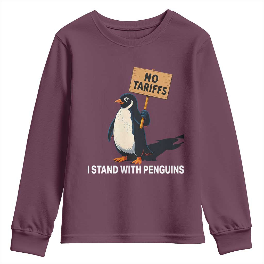 Funny Penguin Resist Youth Sweatshirt No Tariffs I Stand With Penguins
