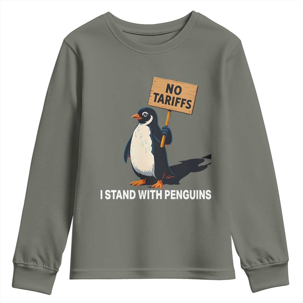 Funny Penguin Resist Youth Sweatshirt No Tariffs I Stand With Penguins