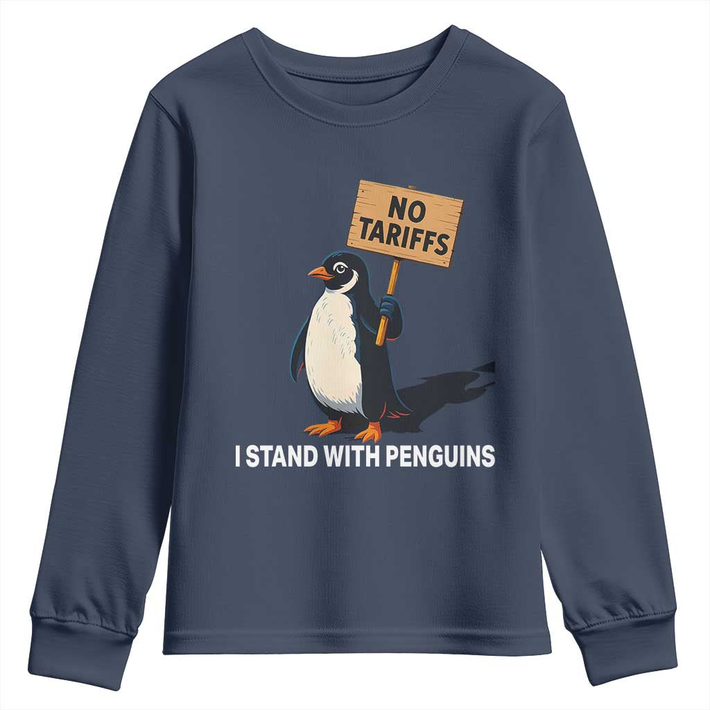Funny Penguin Resist Youth Sweatshirt No Tariffs I Stand With Penguins