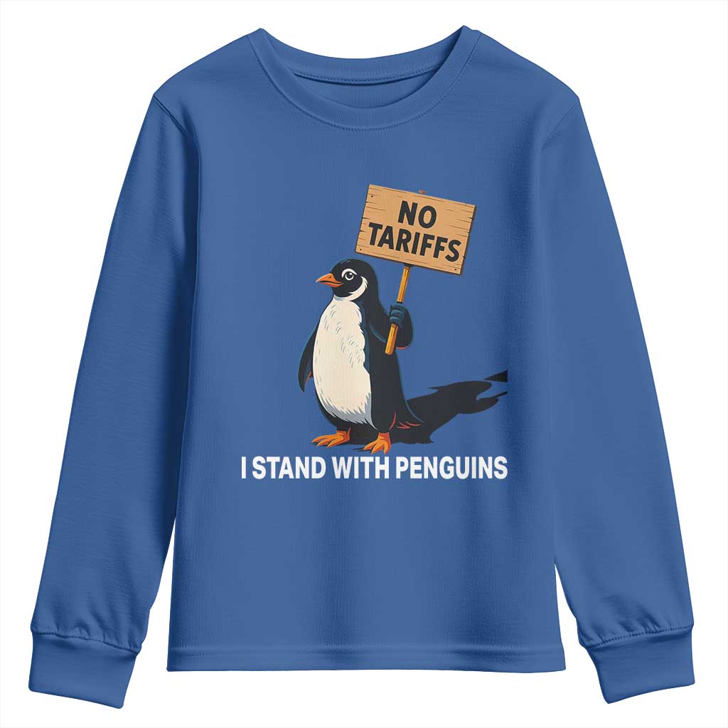 Funny Penguin Resist Youth Sweatshirt No Tariffs I Stand With Penguins