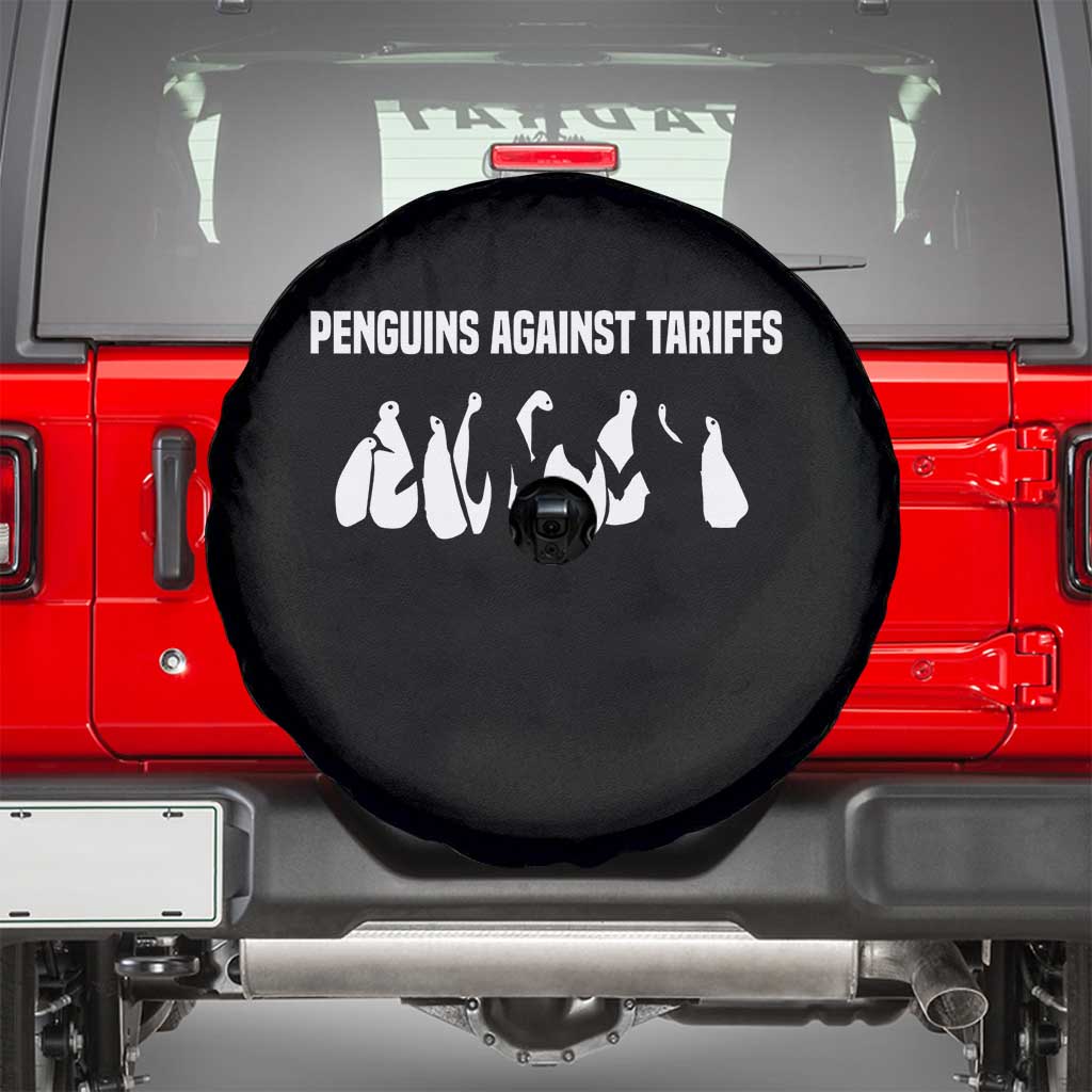 Funny Penguin Resist Spare Tire Cover Penguins Against Tariffs Sarcastic Saying Meme