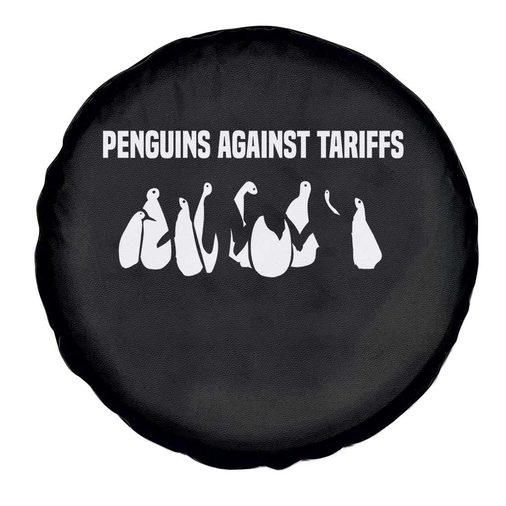 Funny Penguin Resist Spare Tire Cover Penguins Against Tariffs Sarcastic Saying Meme
