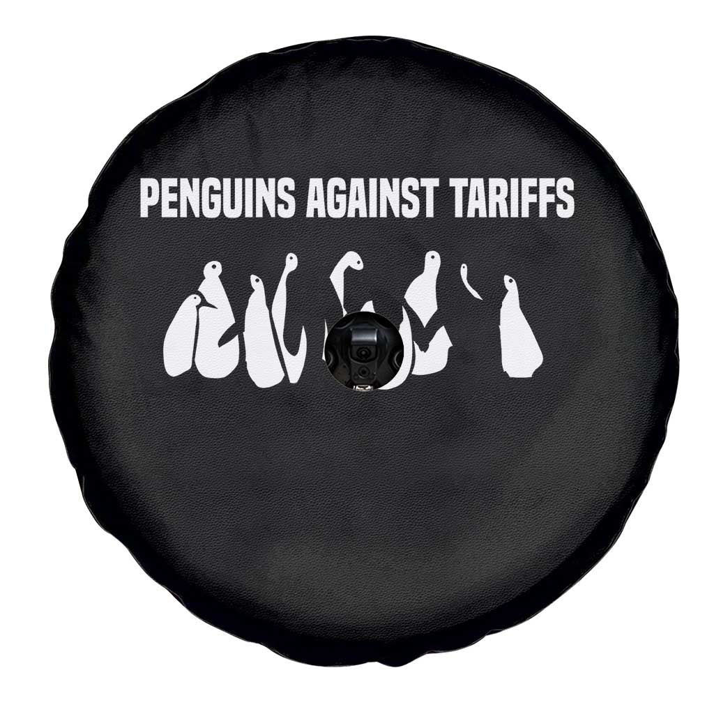 Funny Penguin Resist Spare Tire Cover Penguins Against Tariffs Sarcastic Saying Meme