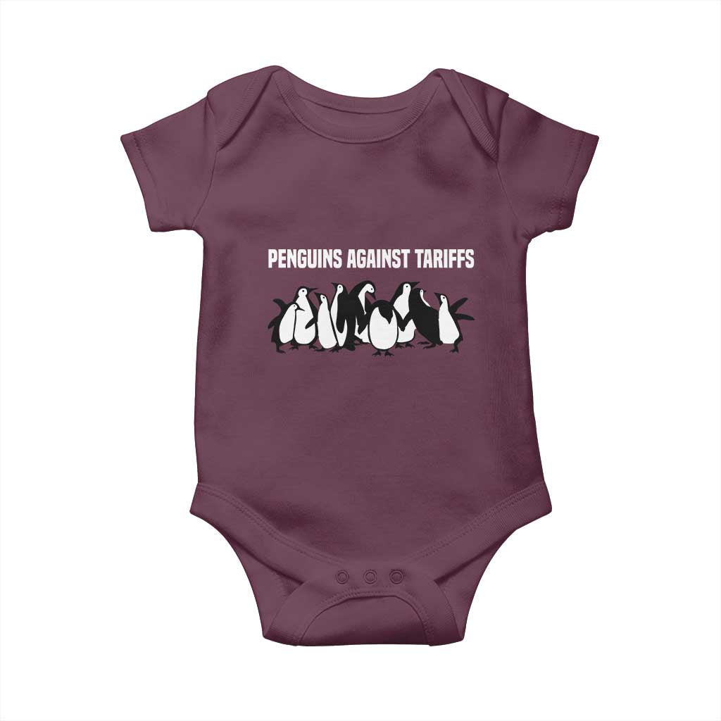 Funny Penguin Resist Baby Onesie Penguins Against Tariffs Sarcastic Saying Meme