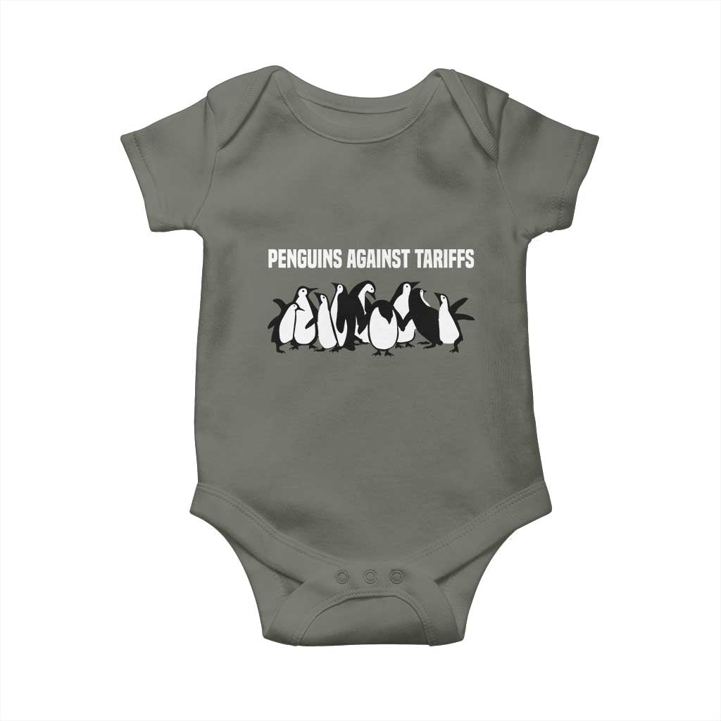 Funny Penguin Resist Baby Onesie Penguins Against Tariffs Sarcastic Saying Meme